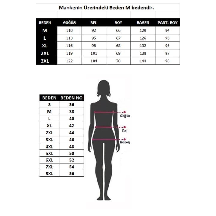 Hepsizen Kadın %100 Pamuk Penye Pileli Pijama Takım 17101