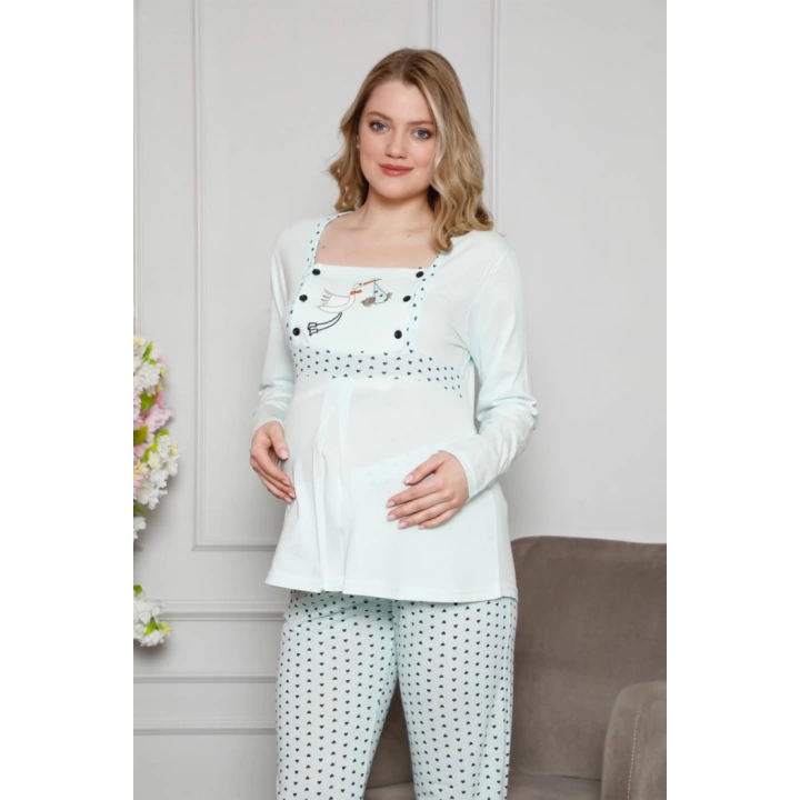 Hepsizen Kadın %100 Pamuklu Hamile Pijama Takımı 4516