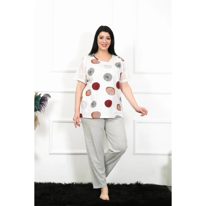 Hepsizen Kadın 5xl-6xl-7xl-8xl Büyük Beden Kısa Kol Pijama Takım 75002