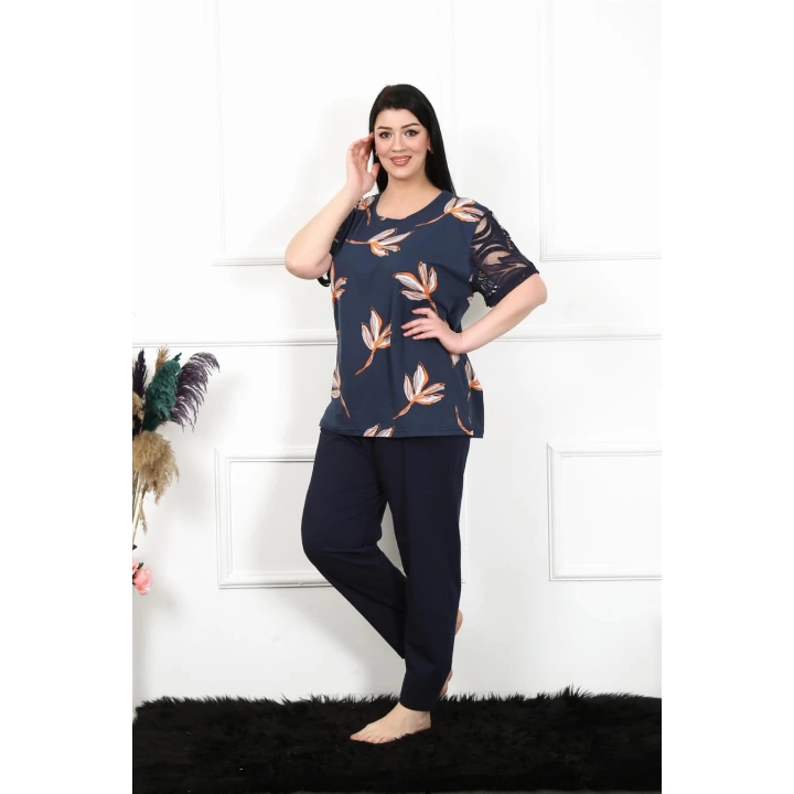 Hepsizen Kadın 5xl-6xl-7xl-8xl Büyük Beden Kısa Kol Pijama Takım 75005