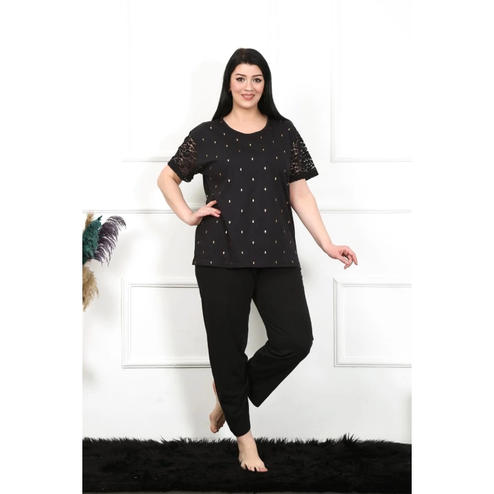 Hepsizen Kadın 5xl-6xl-7xl-8xl Büyük Beden Kısa Kol Pijama Takım 75006