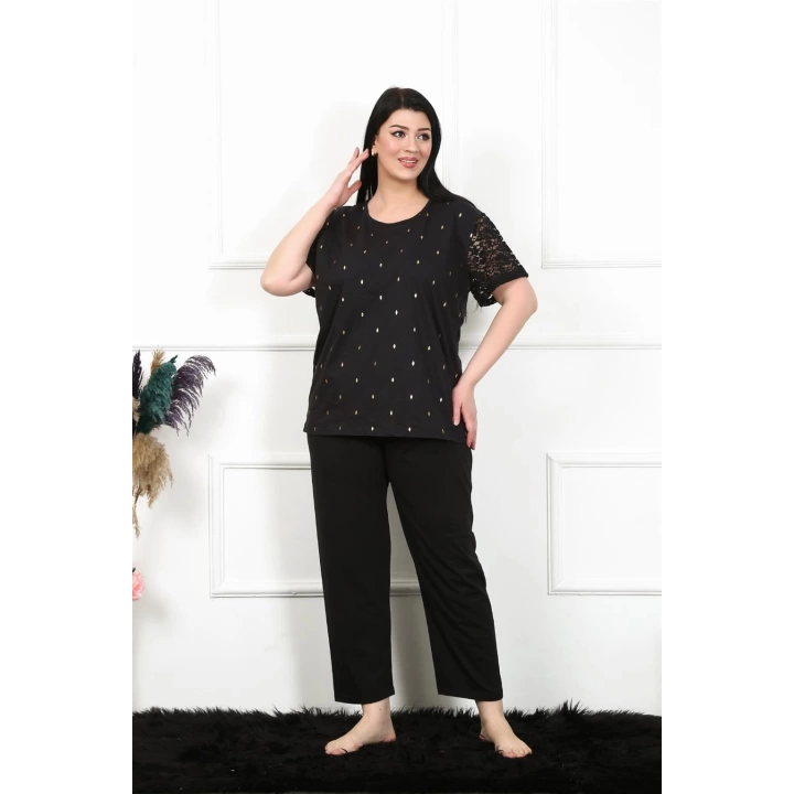 Hepsizen Kadın 5xl-6xl-7xl-8xl Büyük Beden Kısa Kol Pijama Takım 75006