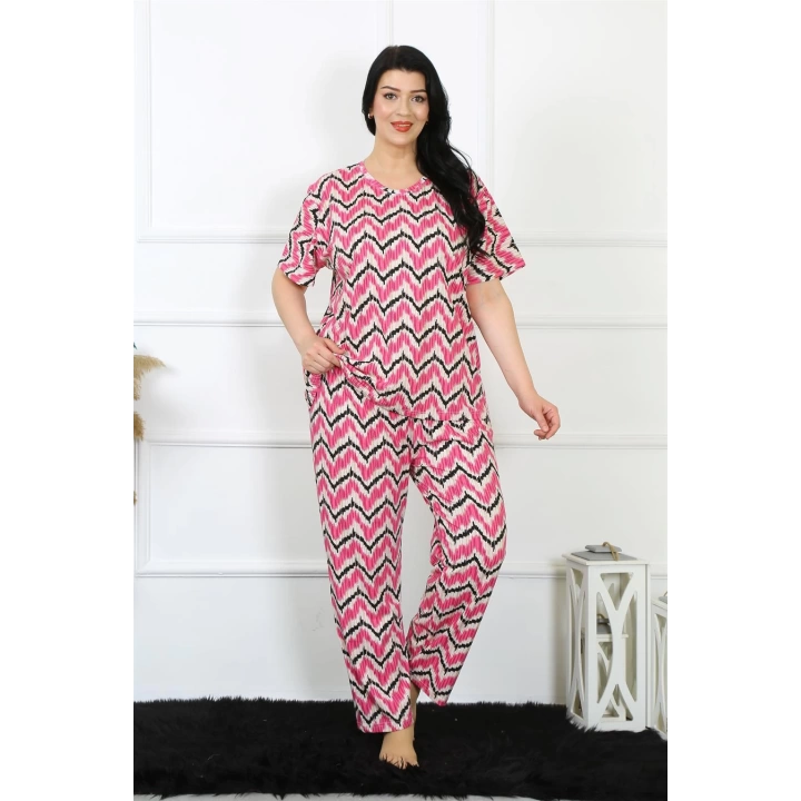 Hepsizen Kadın 5xl-6xl-7xl-8xl Büyük Beden Kısa Kol Pijama Takım 75009