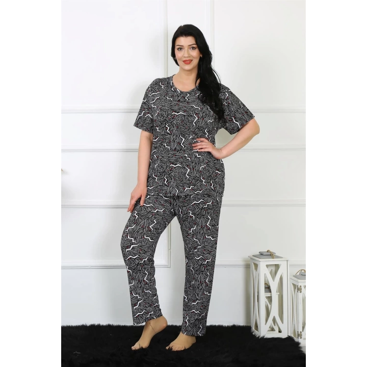 Hepsizen Kadın 5xl-6xl-7xl-8xl Büyük Beden Kısa Kol Pijama Takım 75011