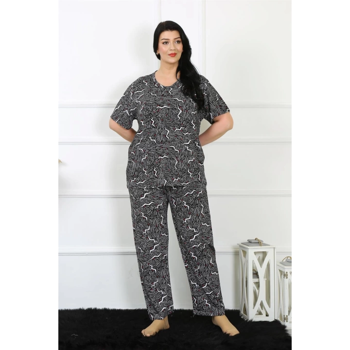 Hepsizen Kadın 5xl-6xl-7xl-8xl Büyük Beden Kısa Kol Pijama Takım 75011