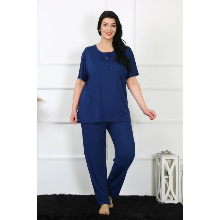 Hepsizen Kadın 5xl-6xl-7xl-8xl Büyük Beden Lacivert Kısa Kol Pijama Takım 75012