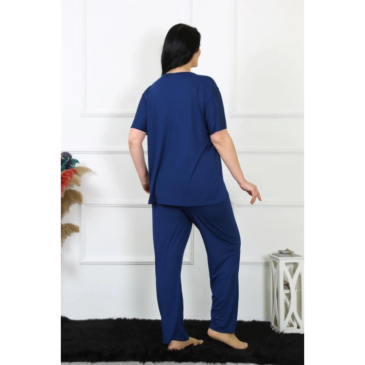 Hepsizen Kadın 5xl-6xl-7xl-8xl Büyük Beden Lacivert Kısa Kol Pijama Takım 75012