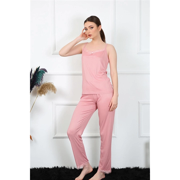 Hepsizen Kadın İp Askılı Somon Pijama Takım 4136