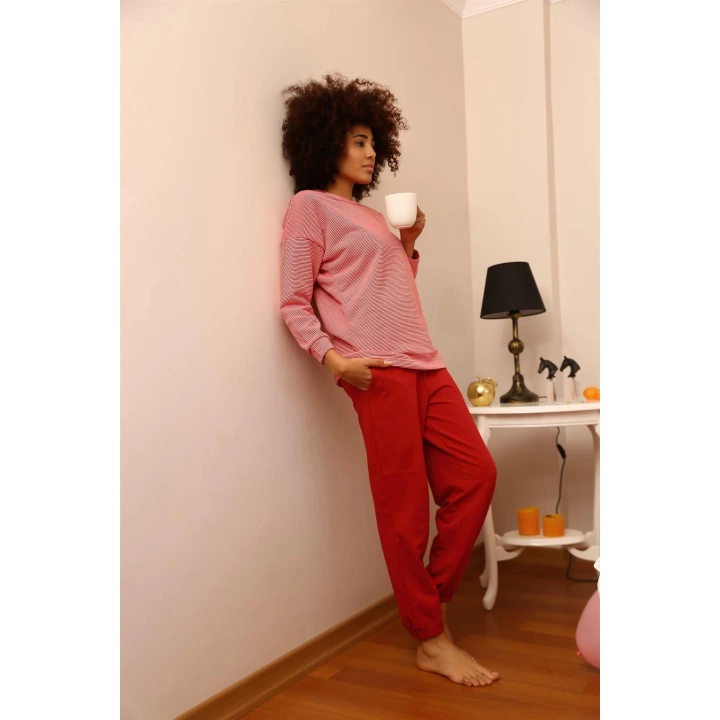 Hepsizen Kadın Uzun Kol 3 İplik Penye Pijama Takım 4184