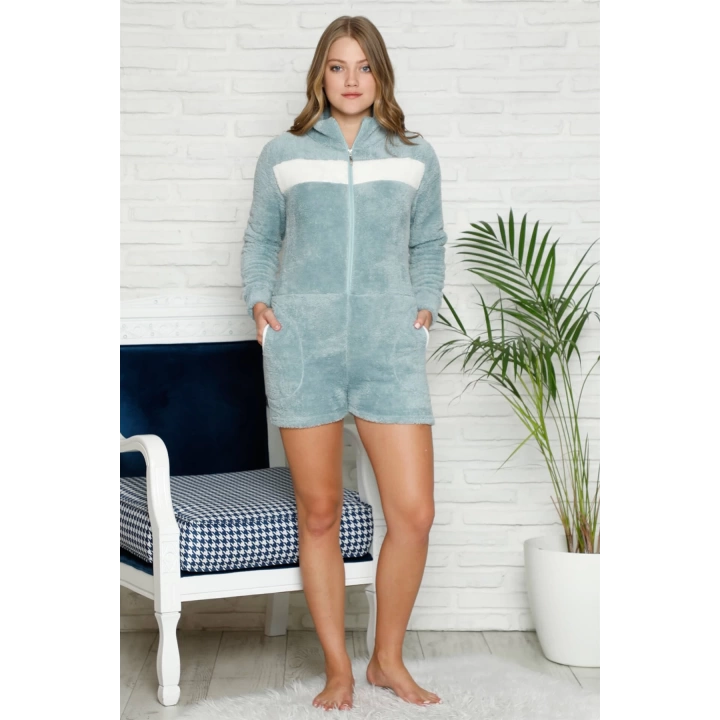 Moda Çizgi Welsoft Polar Kadın Cepli Şortlu Tulum 8102