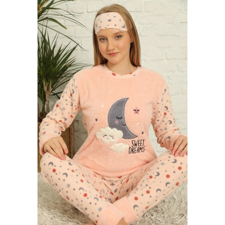 Hepsizen Welsoft Polar Kadın Manşetli Pijama Takımı 8436