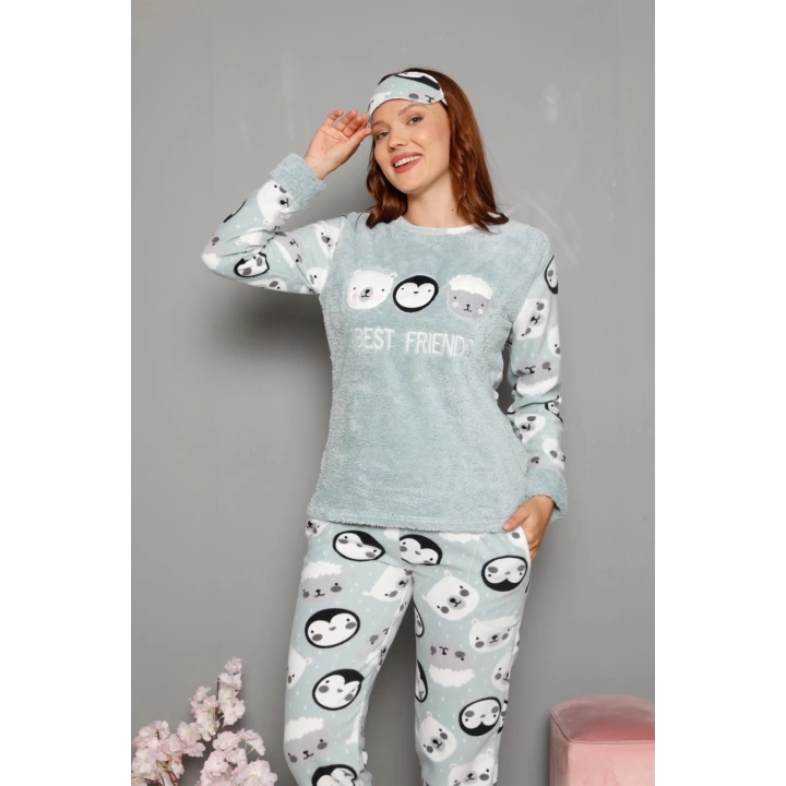 Hepsizen Welsoft Polar Kadın Manşetli Pijama Takımı 8448