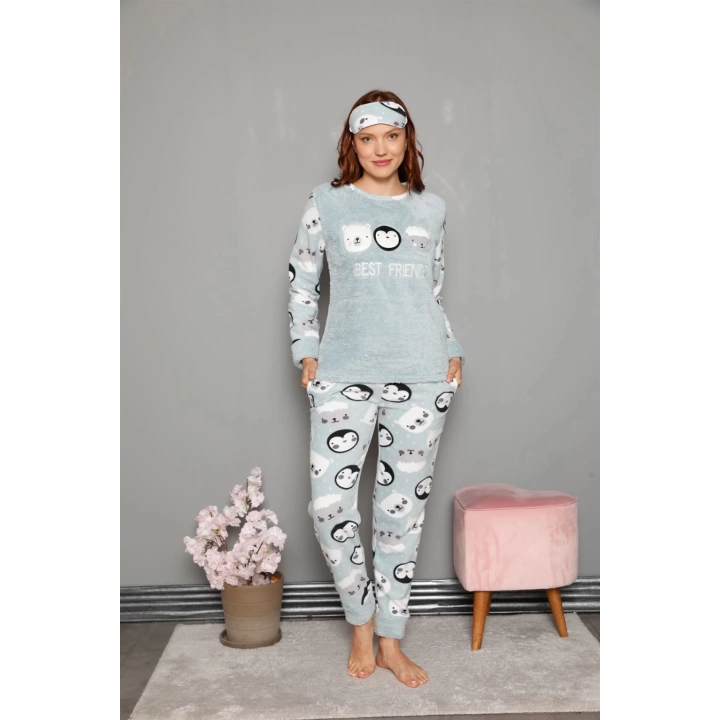 Hepsizen Welsoft Polar Kadın Manşetli Pijama Takımı 8448