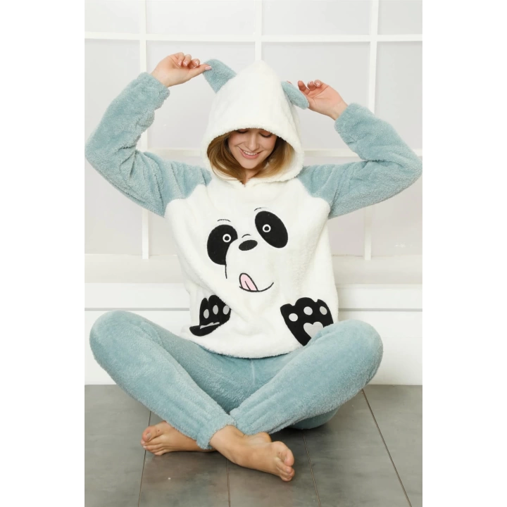 Moda Çizgi Welsoft Polar Peluş Kadın Pijama Takımı 818111