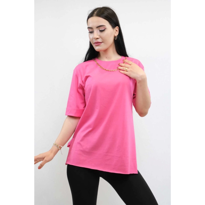 Hepsizen Zincir Aksesuarlı Tshirt Pembe