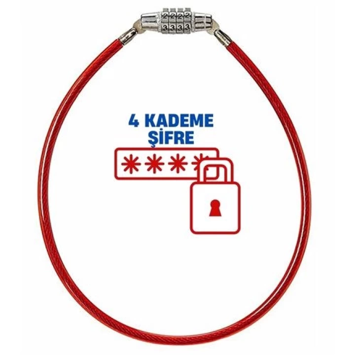 4 Kademe Şifreli 50 cm Bisiklet Kilidi 427626