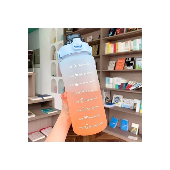 Motivasyon Su Matarası 2 Litre + 900 Ml Pipetli Sticker Hediyeli