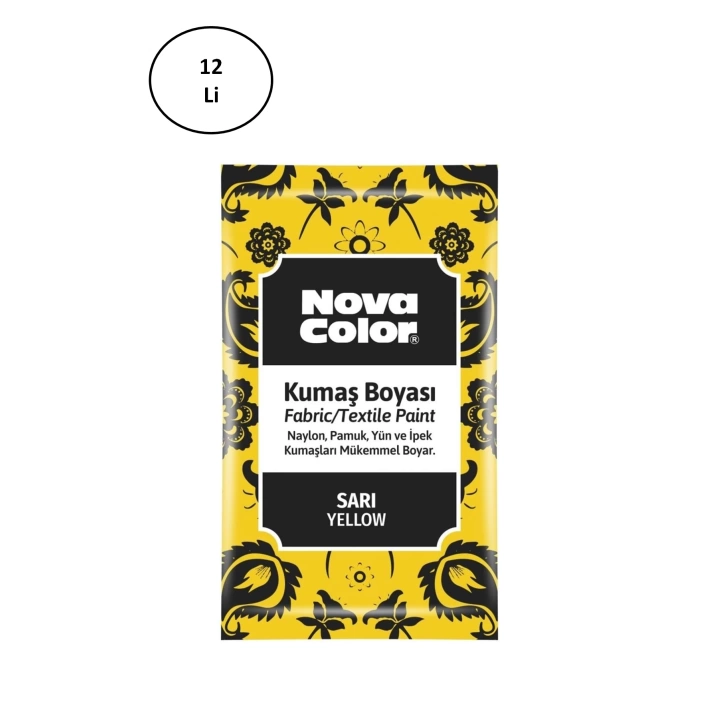 Nova Color 12 Gr Toz Kumaş Boyası Sarı Nc-900 12li