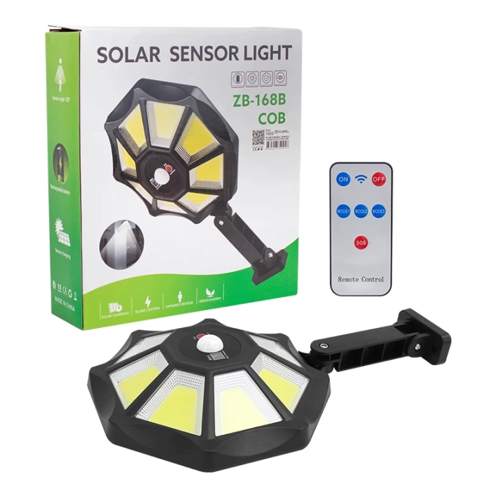 ShopZum ZB-168B KUMANDALI 3 KADEMELİ 168 LEDLİ SENSÖRLÜ BEYAZ SOLAR AYDINLATMA