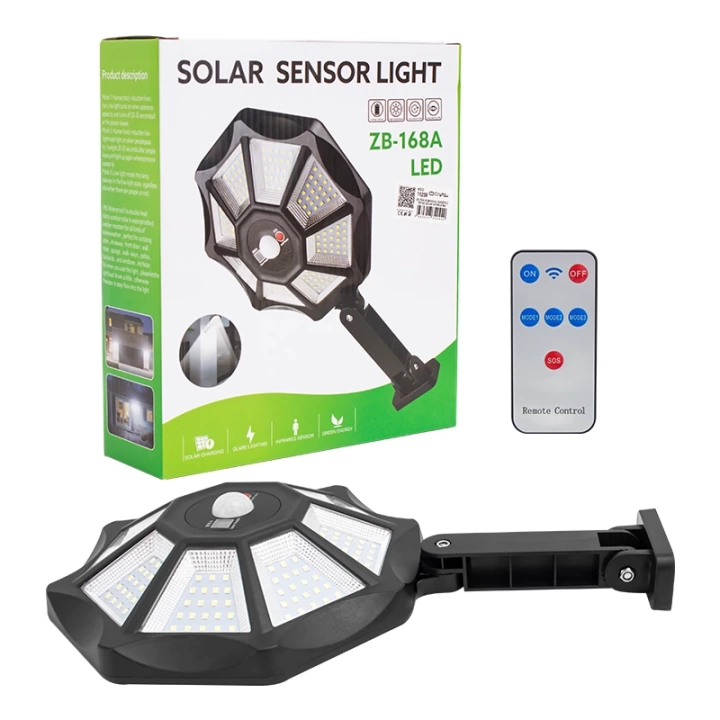 ShopZum ZB-168A KUMANDALI 3 KADEMELİ 168 SMD LEDLİ SENSÖRLÜ BEYAZ SOLAR AYDINLATMA