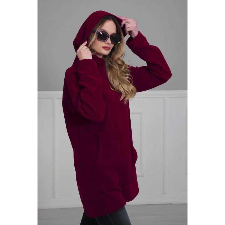 Önden Cepli Polar Sweatshirt,sw-1pl Bordo