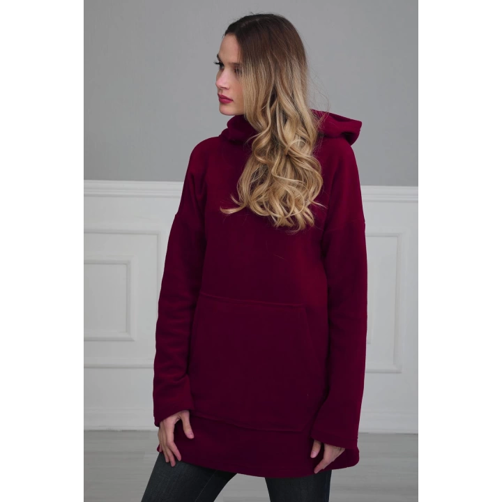 Önden Cepli Polar Sweatshirt,sw-1pl Bordo