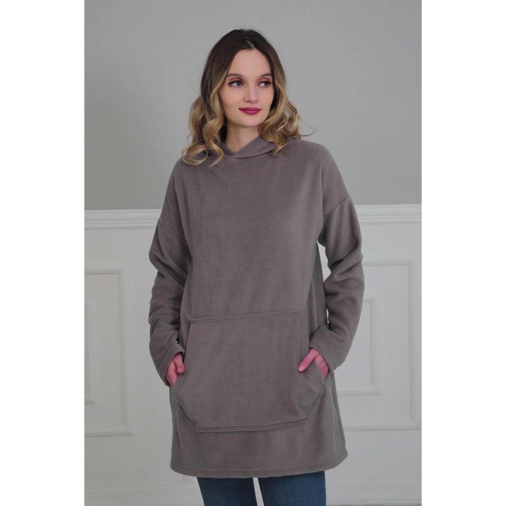 Önden Cepli Polar Sweatshirt,sw-1pl Gri