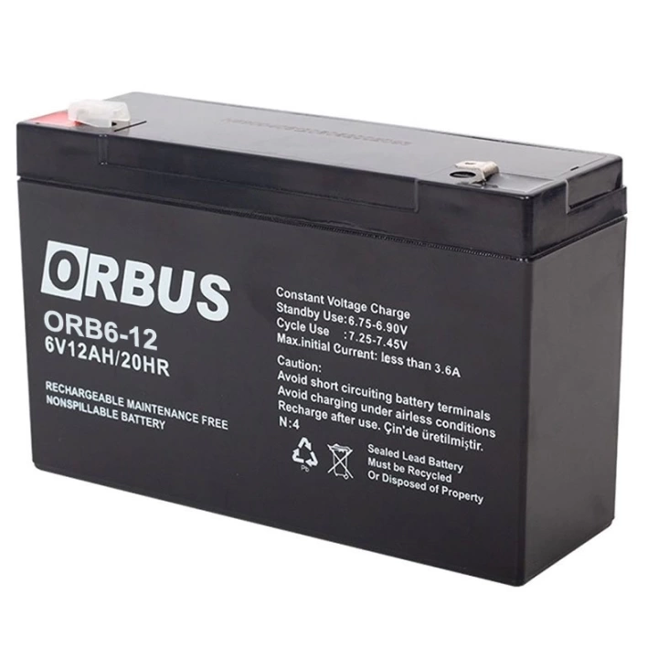 ORB6-12 6 VOLT - 12 AMPER AKÜ (150 X 50 X 94 MM)