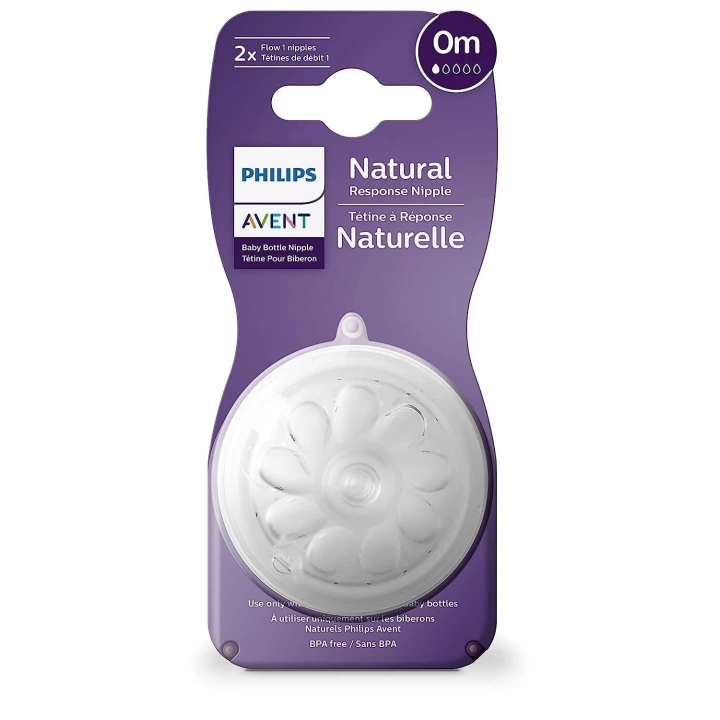 Philips Avent Natural Response 2li Biberon Emziği, 1 Numara, 0 Ay+