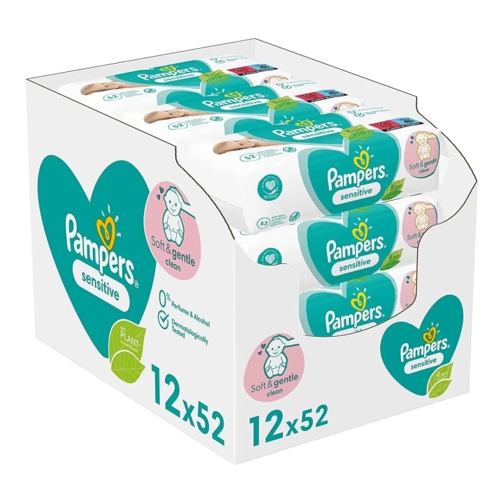 Prima Pampers Sensitive Hassas Islak Bebek Havlusu 52x12 Adet (624 Yaprak)