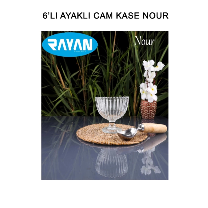 Rayan Nour 6lı Ayaklı Cam Kase Dondurma Kasesi