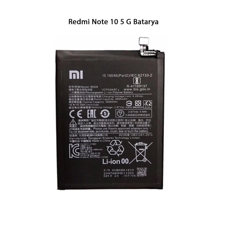 Redmi Note 10 5 G Telefonlarla Uyumlu Batarya 5000 mAh