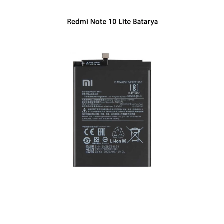 Redmi Note 10 Lite Telefonlarla Uyumlu Batarya 5020 mAh