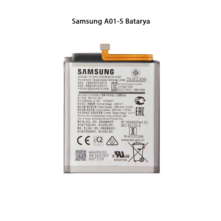 Samsung A01-S Telefonlarla Uyumlu Batarya 3000 mAh