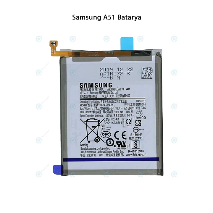 Samsung A51 Telefonlarla Uyumlu Batarya 4000 mAh