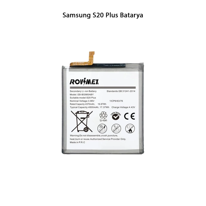 Samsung S20 Plus Telefonlarla Uyumlu Batarya 4500 mAh