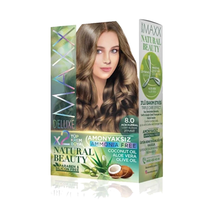 2 Paket Natural Beauty Amonyaksız Saç Boyası 8.0 Açık Kumral