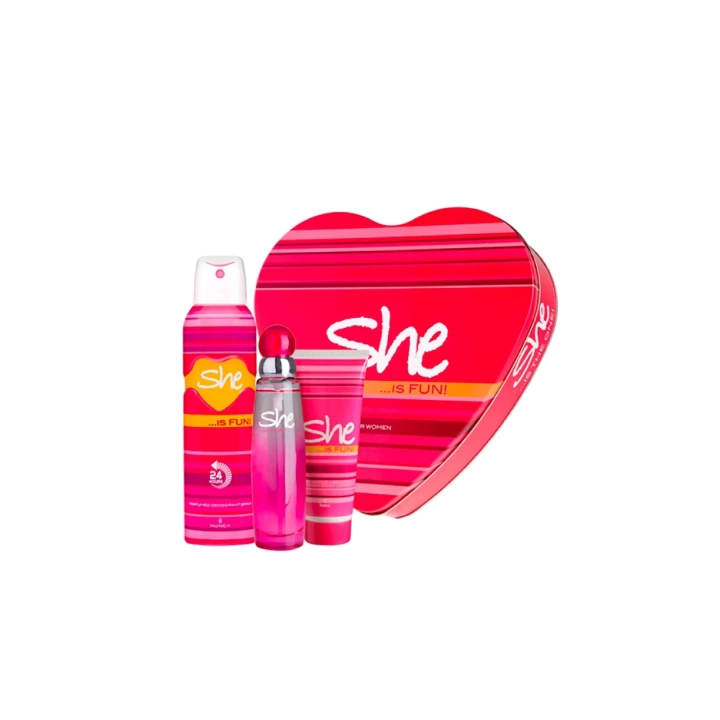 She Is Fun Edt 50 Ml Edt Kadın Parfümü + 150 Ml Deodorant +75 Ml Vücut Losyonu Set