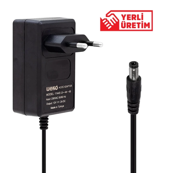 ShopZum  12 VOLT - 2 AMPER 5.5*2.5 UÇLU YERLİ ÜRETİM PLASTİK KASA PRİZ TİPİ ADAPTÖR