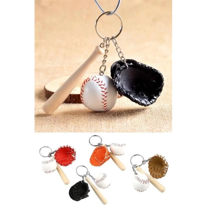 ShopZum Gerçekçi Beyzbol Tasarımlı Şık Anahtarlık Kolye Çanta Süsü Baseball Keychain