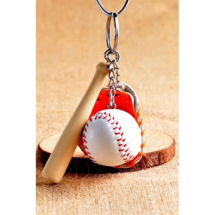 ShopZum Gerçekçi Beyzbol Tasarımlı Şık Anahtarlık Kolye Çanta Süsü Baseball Keychain