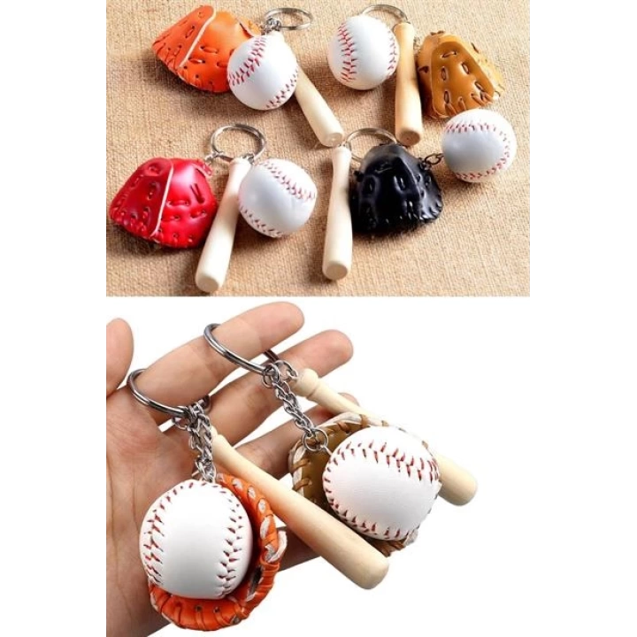 ShopZum Gerçekçi Beyzbol Tasarımlı Şık Anahtarlık Kolye Çanta Süsü Baseball Keychain