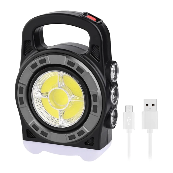 ShopZum HB-6678C LEDLİ 20 WATT 3 KADEMELİ ŞARJ EDİLEBİLİR USB ÇIKIŞLI SOLAR LAMBA