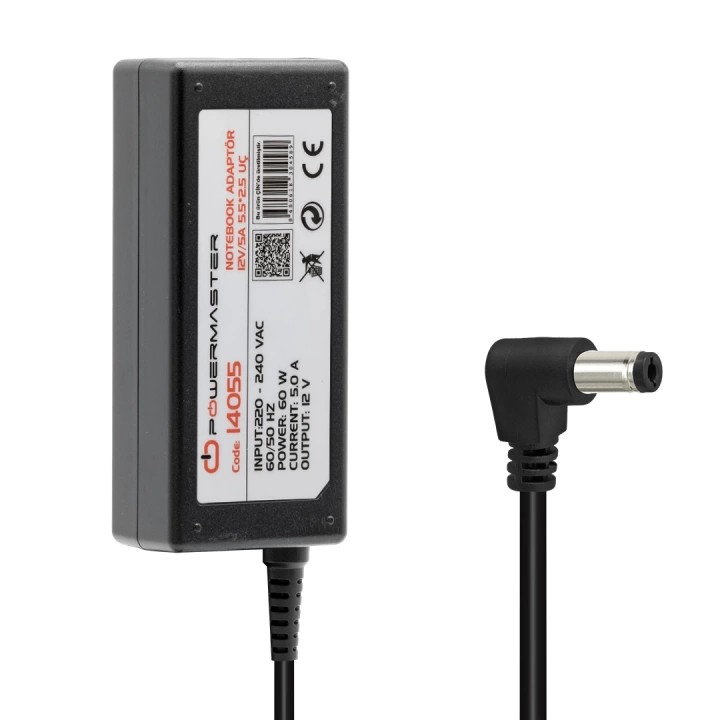 ShopZum PM-14055 12 VOLT - 5 AMPER 5.5*2.5 UÇLU PLASTİK KASA MASAÜSTÜ ADAPTÖR