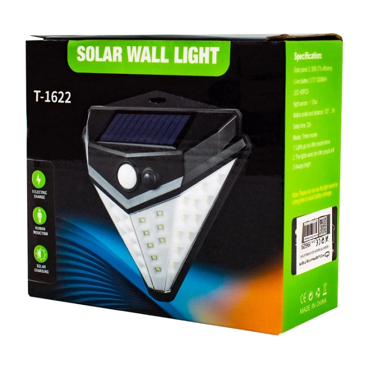 ShopZum T-1622 40 LEDLİ 120 DERECE 5 METRE GÖRÜŞ AÇISI SOLAR ÜÇGEN TİP AYDINLATMA