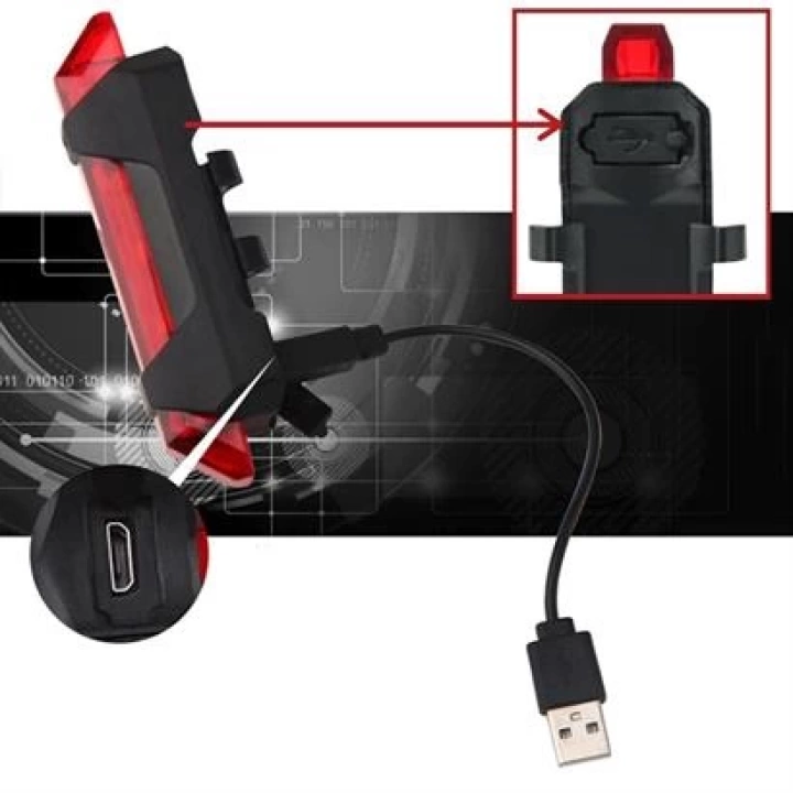 ShopZum Usb Şarj Edilebilir Parlak Bisiklet Led Lamba Su Geçirmez Güvenlik Uyarı Arka Lamba Işığı