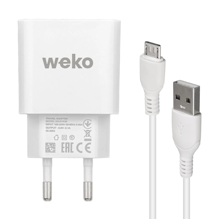 ShopZum  WK-21436 M7 2.1 AMPER ŞARJ BAŞLIK ADAPTÖRÜ + MICRO USB KABLO ShopZum (NO:3)