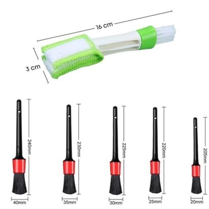 ShopZum Yumuşak Kıllı İç Ve Dış Temizlik İçin 5+1 Detaylı Araç Oto Temizlik Bakım Fırça Seti