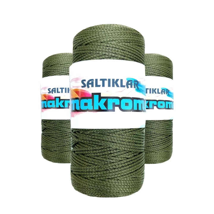 3 Adet Polyester Makrome İpi 2860 Haki Yeşil 100 gr