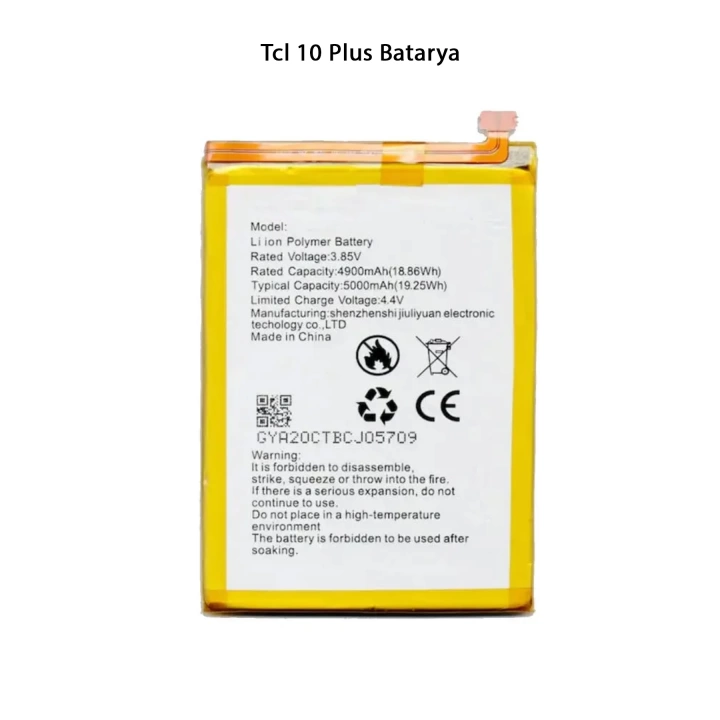 Tcl 10 Plus Telefonlarla Uyumlu Batarya 4900 mAh